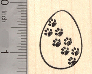 Paw Print Easter Egg Rubber Stamp, Decorated with pet paws, cat or dog