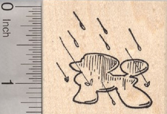 Poodle Shaped Puddle Rubber Stamp, Spring Showers, Raining Cats and Dogs