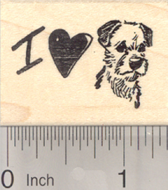 I love Border Terrier Dogs Rubber Stamp