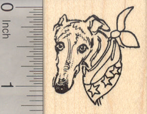 4th of July Greyhound Rubber Stamp, Patriotic Dog