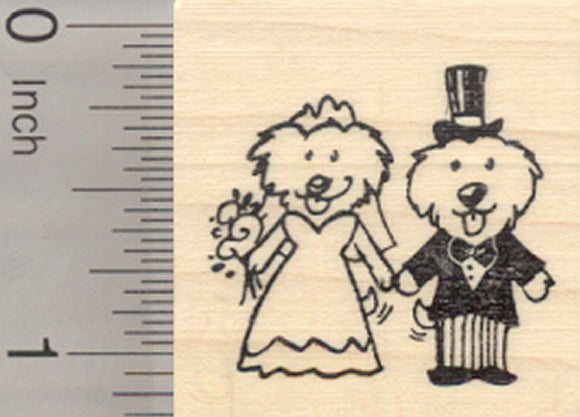 Bichon Frise Wedding Rubber Stamp, Dog Bride and Groom, Maltese