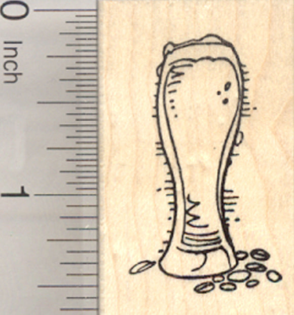 Pilsner Beer Glass Rubber Stamp, with Malted Grains