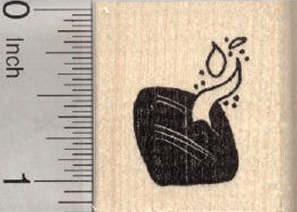 Flaming Charcoal Briquet Rubber Stamp, Barbecue, Grill Out Theme