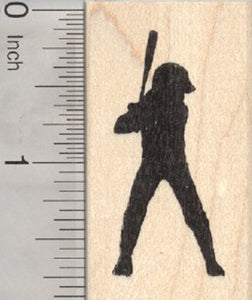 Girl Softball Player Rubber Stamp, at Bat