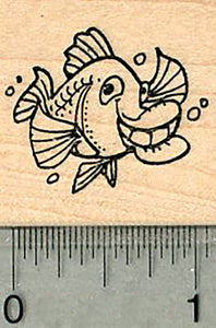 Grinning Fish Rubber Stamp