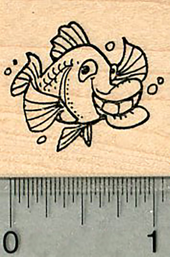 Grinning Fish Rubber Stamp RubberHedgehog Rubber Stamps