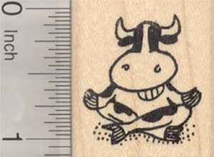 Meditating Grinning Cow Rubber Stamp, Oom, Mindfulness