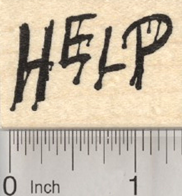 Scary Help Rubber Stamp, Halloween, Blood