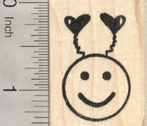 Valentine's Day Emoji Rubber Stamp, with Heart Antennae