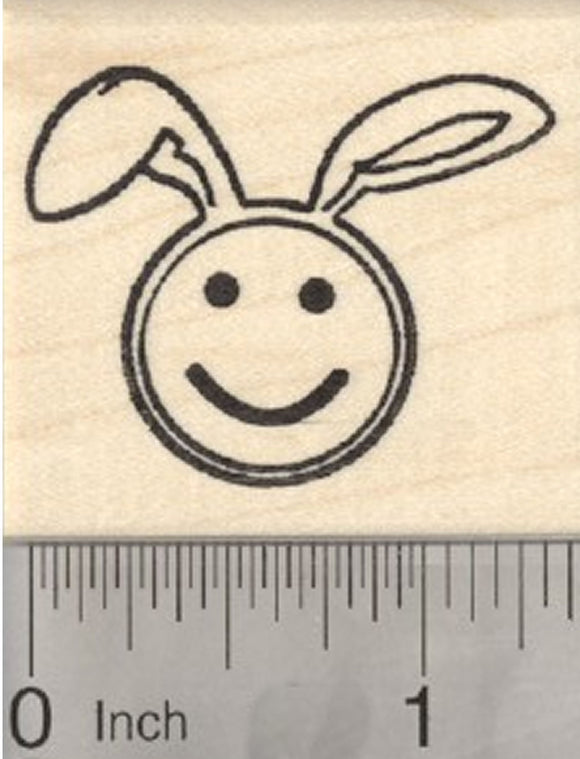 Easter Bunny Emoji Rubber Stamp, with Rabbit Ears