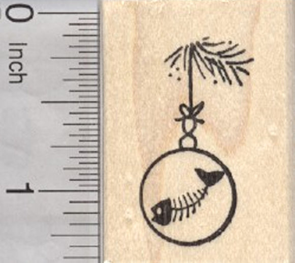 Cat Christmas Tree Ornament Rubber Stamp