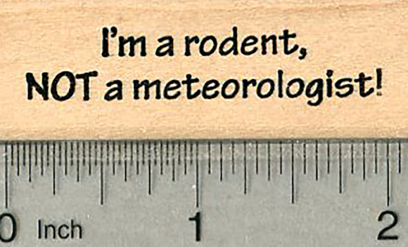 Groundhog Day Rubber Stamp, Saying, I'm a rodent, NOT a meteorologist