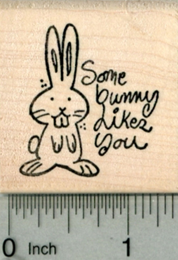 Rabbit Valentine's Day Rubber Stamp, Some Bunny Likes You