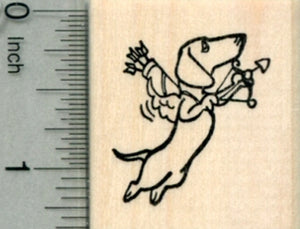 Valentine's Day Dachshund Rubber Stamp, Small Dog Cupid