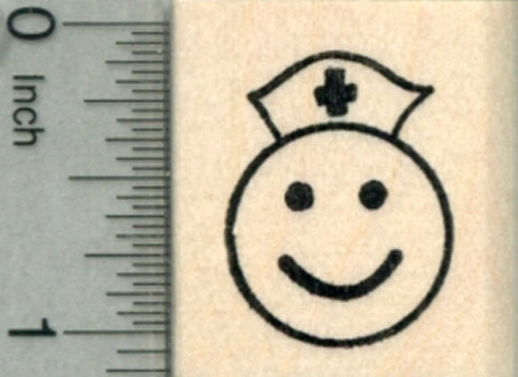 Get Well Emoji Rubber Stamp, Nurse Smiley Face