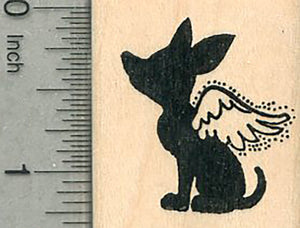 Chihuahua Angel Rubber Stamp, Pet Loss Silhouette Series, Dog