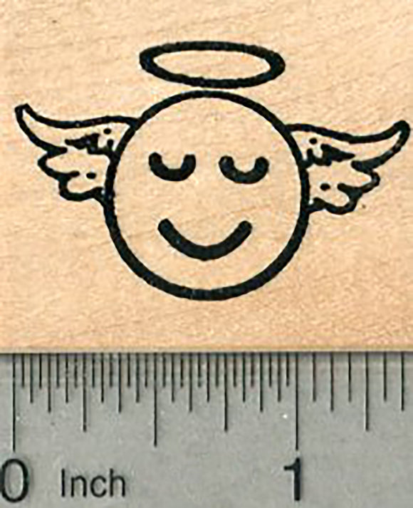 Angel Emoji Rubber Stamp, Emoticon, Smiley