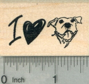 Pitbull Dog Rubber Stamp, I Love My Pit Bull