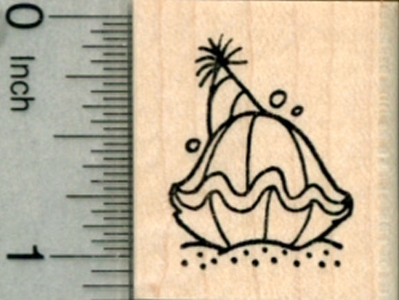 Birthday Clam Rubber Stamp, Party Under the Sea Series