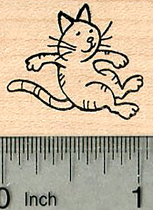 Jumping Cat Rubber Stamp, Leaping in mid-air