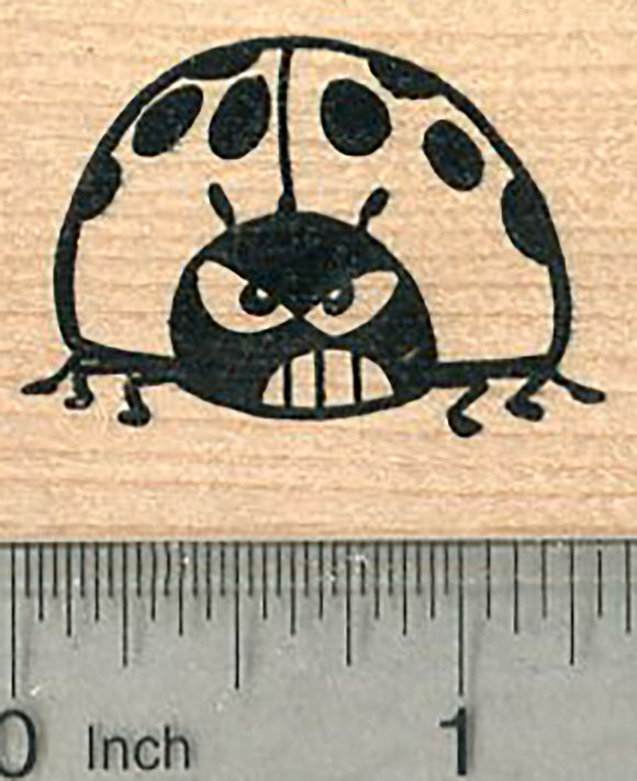 Grumpy Ladybug Rubber Stamp, Ladybird Beetle