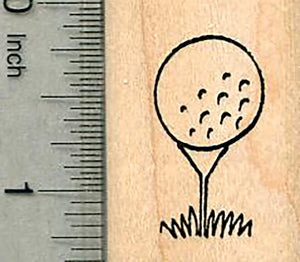 Golf Ball Rubber Stamp, on Tee