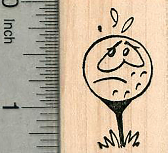 Nervous Golf Ball Rubber Stamp, on Tee