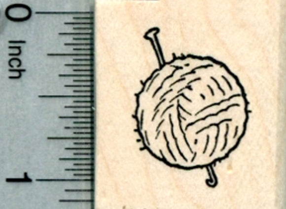Crochet Hook and Yarn Rubber Stamp