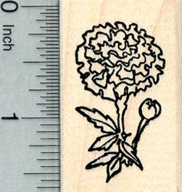Marigold Flower Rubber Stamp, Summer Floral Series