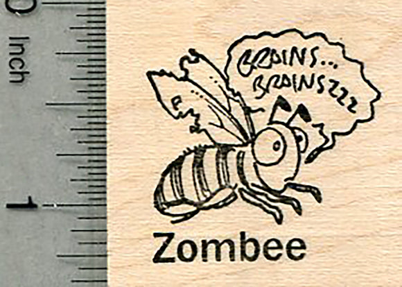 Zombee Rubber Stamp, Halloween Zombie Bee