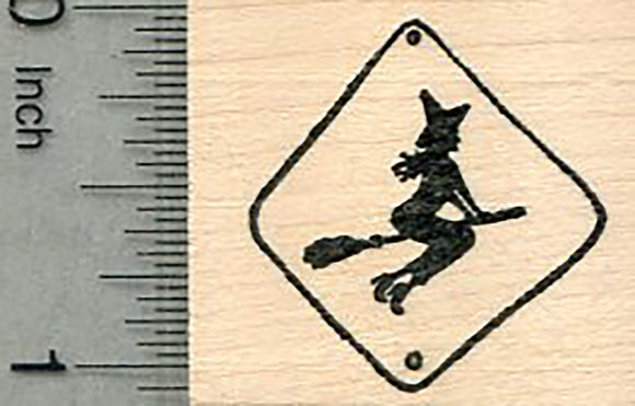 Witch Crossing Rubber Stamp, Halloween Series