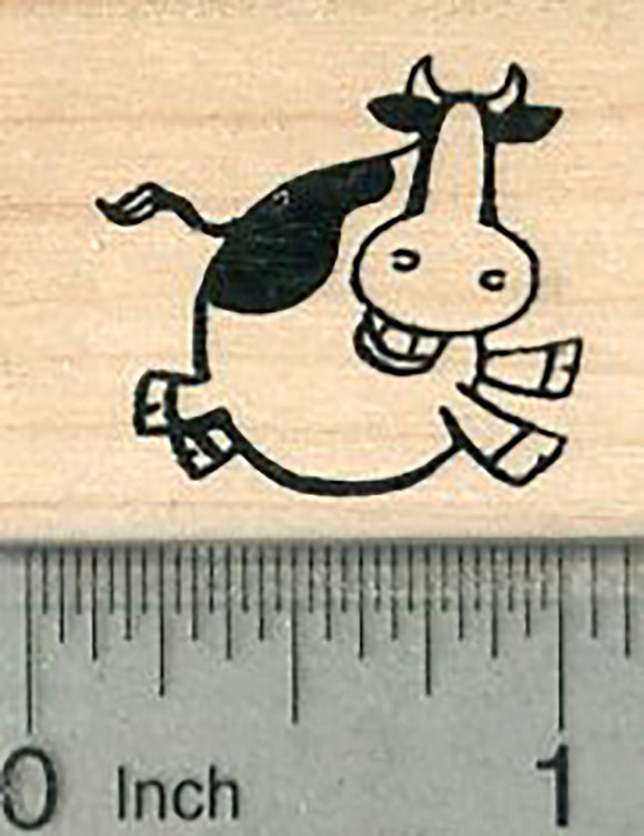 Cow Jumping Rubber Stamp