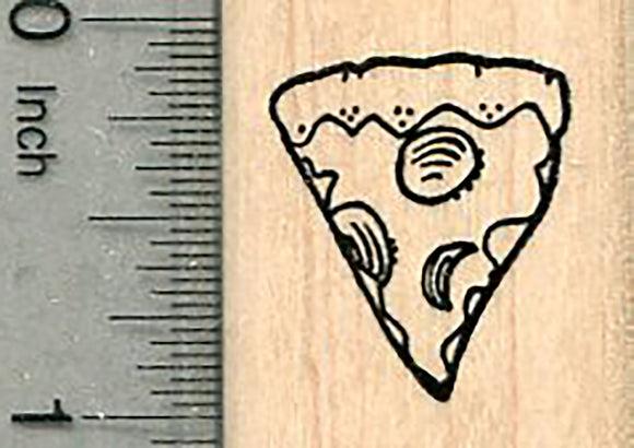 Pizza Rubber Stamp, Slice, Small Size, Party Food Series