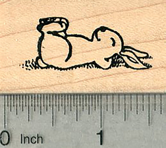 Reclining Bunny Rubber Stamp, Rabbit Relaxing