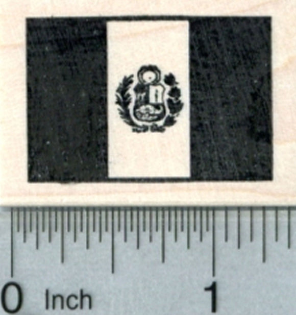 Flag of Peru Rubber Stamp, With the Coat of Arms