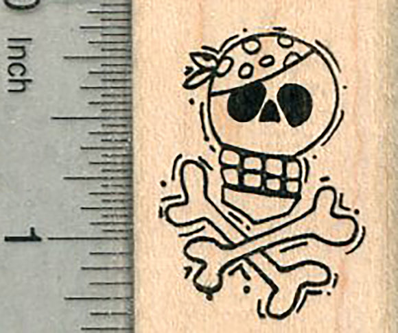 Pirate Rubber Stamp, Skull and Cross Bones