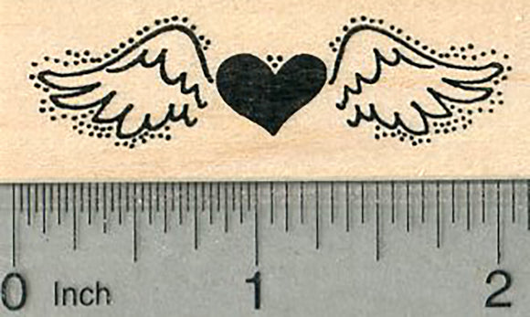 Winged Heart Rubber Stamp, Loss, Sympathy Theme