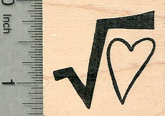 Square Root Rubber Stamp, with Heart, Math Themed