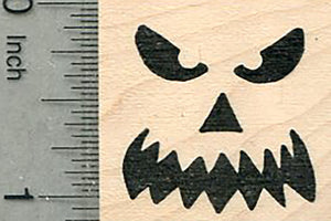 Halloween Face Rubber Stamp, Scary Expression