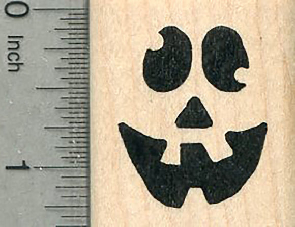 Halloween Face Rubber Stamp, Goofy Expression