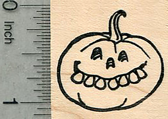 Halloween Jack O Lantern Rubber Stamp, Goofy Pumpkin