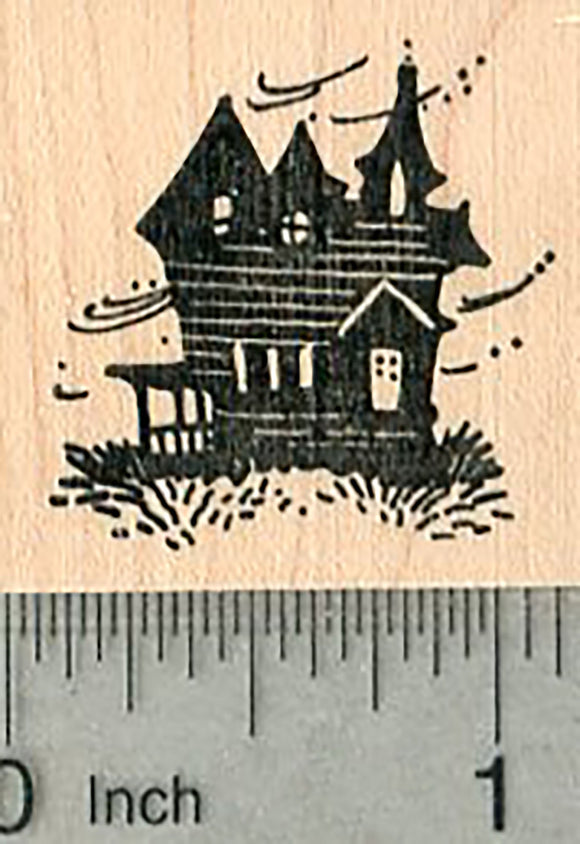 Small Haunted House Rubber Stamp, Halloween Series
