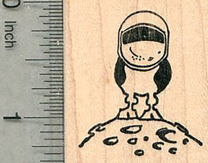 Space Cow Rubber Stamp, On the Moon