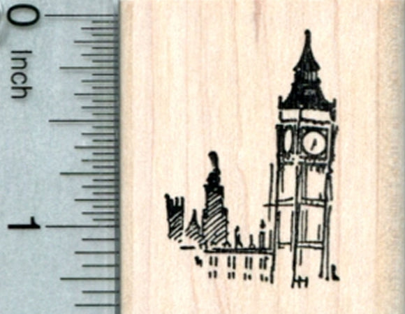 Tiny Big Ben Rubber Stamp, Westminster London, World Travel Series