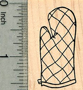 Oven Mitt Rubber Stamp, Thumb on Left, Holiday Cooking Series
