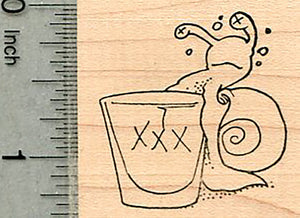 Drunken Snail Rubber Stamp, with Shot Glass, Ale House Series