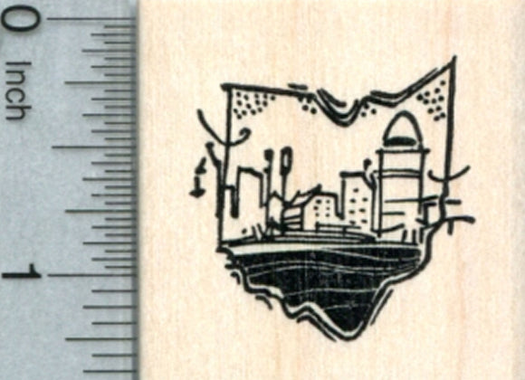 Cincinnati Riverfront Rubber Stamp, State of Ohio