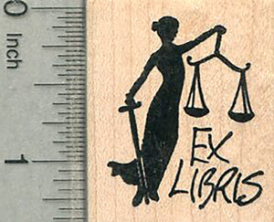 Lady Justice Bookplate Rubber Stamp, Ex Libris