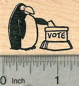 Penguin Casting Ballot Rubber Stamp, Voting Series
