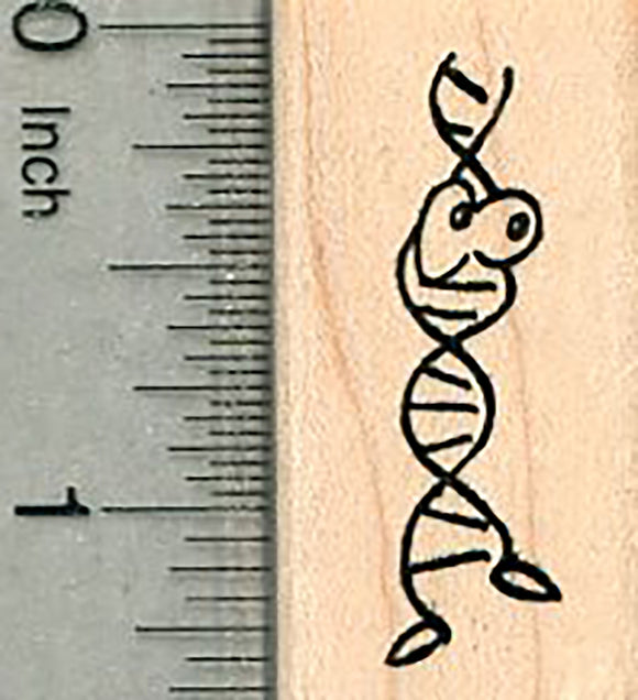 DNA Rubber Stamp, Helix with Face, Science Series